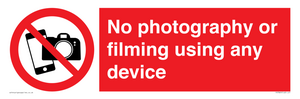 No photography or filming using any device